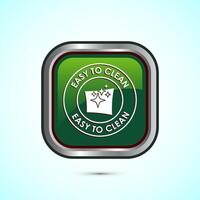 Easy cleaning icon design illustration. Clean surface icon sign symbol, Green color square button design vector