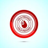 Cold pressed icon design illustration. Cold pressed label badge logo design template, Red color button design vector