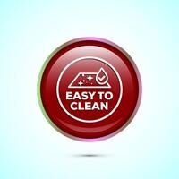Easy cleaning icon design illustration. Clean surface icon sign symbol, Red color round button design vector