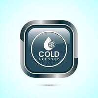 Cold pressed icon design illustration. Cold pressed label badge logo design template, Gray color square button design vector
