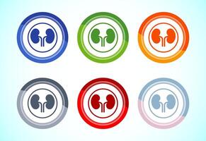Kidney icon design illustration. Kidney care logo symbol. 6 color button design set vector