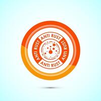 Anti rust icon design illustration. Anti oxidation sign, Rust resistant symbol, Orange color button design vector