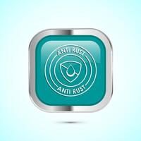 Anti rust icon design illustration. Anti oxidation sign, Rust resistant symbol, Teal color square button design vector