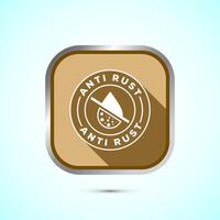 Anti rust icon design illustration. Anti oxidation sign, Rust resistant symbol, Gold color shadow button design vector