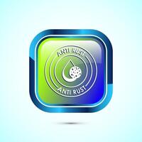 Anti rust icon design illustration. Anti oxidation sign, Rust resistant symbol, Glossy square button design vector