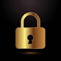 Lock icon. Security sign symbol, gold color style vector