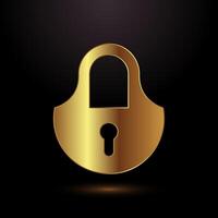 Lock icon design. Security sign, padlock icon, gold color style vector