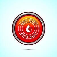 Anti rust icon design illustration. Anti oxidation sign, Rust resistant symbol, Orange color round button design vector
