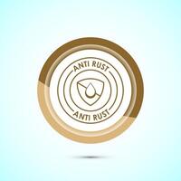 Anti rust icon design illustration. Anti oxidation sign, Rust resistant symbol, Gold color button design vector