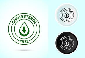 Cholesterol free icon illustration, Cholesterol free badge, Suitable for product label, Color black and white vector