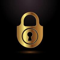 Lock icon design. Security sign symbol, padlock icon, gold color style vector