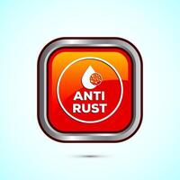 Anti rust icon design illustration. Anti oxidation sign, Rust resistant symbol, Orange color square button design vector