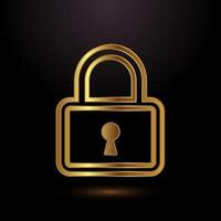 Lock icon. Security sign symbol, padlock icon, gold color style vector