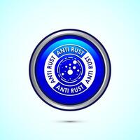 Anti rust icon design illustration. Anti oxidation sign, Rust resistant symbol, Blue color round button design vector