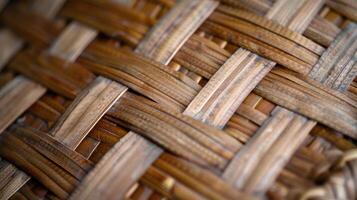 Close-up of a woven basket showcasing intricate patterns and textures. photo