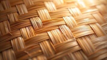 A close-up view of a woven material, showcasing intricate patterns and textures. photo