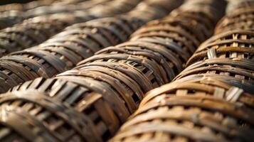 Close-up of woven materials showcasing intricate patterns and textures. photo