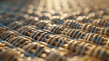 Close-up view of woven material with intricate patterns and textures. photo
