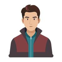 a flat illustration of a men wearing a jacket brown and black color combination vector
