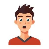 a flat illustration of a man's wow face expression vector