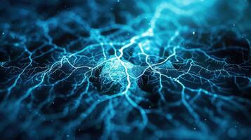 Abstract representation of neural networks with glowing lines and nodes. photo