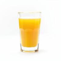 Orange juice in glass isolated on white background, clipping path included. photo