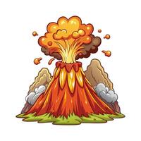 Volcano cartoon illustration on white background vector