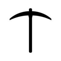 A black and white icon of a pickaxe on background vector