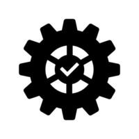A black and white gearwheel with a tick mark on background vector