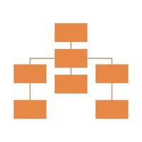 An orange tree diagram with four squares vector