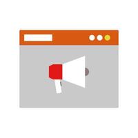 A megaphone is shown on a computer screen vector
