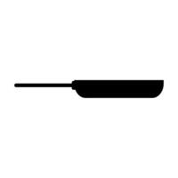 A black and white illustration of a frying pan on white background vector