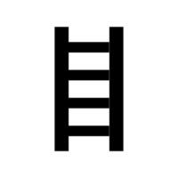 A ladder is shown in black and white vector