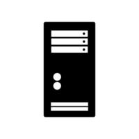 A black and white computer icon on a white vector