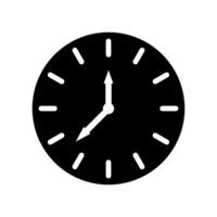 A black clock with a white arrow pointing to the right vector
