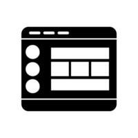 A black and white icon of a computer screen on background vector