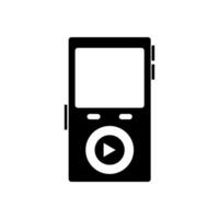 A black and white image of a mp3 player on background vector