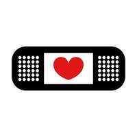 A black and red bandage with a heart on it vector