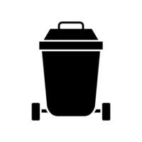 A black trash can icon on white background vector