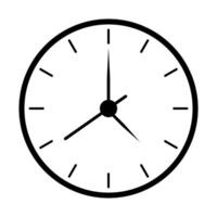 A black and white clock is shown on a white background vector