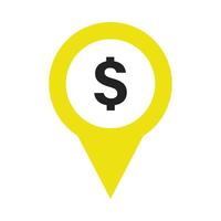 Map pin with dollar sign on white background vector