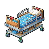 A hospital bed with a bed and a bedside table on background vector