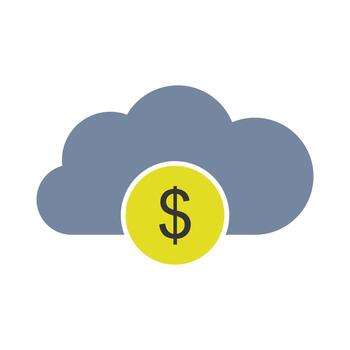 Cloud computing and the dollar sign on a background vector