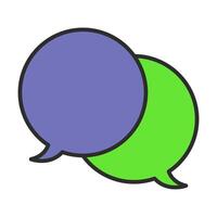 Two speech bubbles with green and purple colors vector