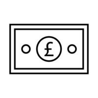 A black and white line icon of a pound coin vector