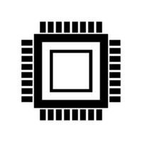 A black and white image of a computer processor on white background vector