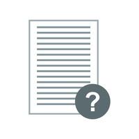 Question mark icon on paper document illustration on white background vector