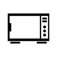 A black and white icon of a microwave oven on white background vector