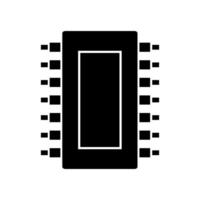 A black and white image of a computer chip on white background vector