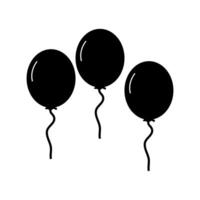 Three black balloons on a white background vector